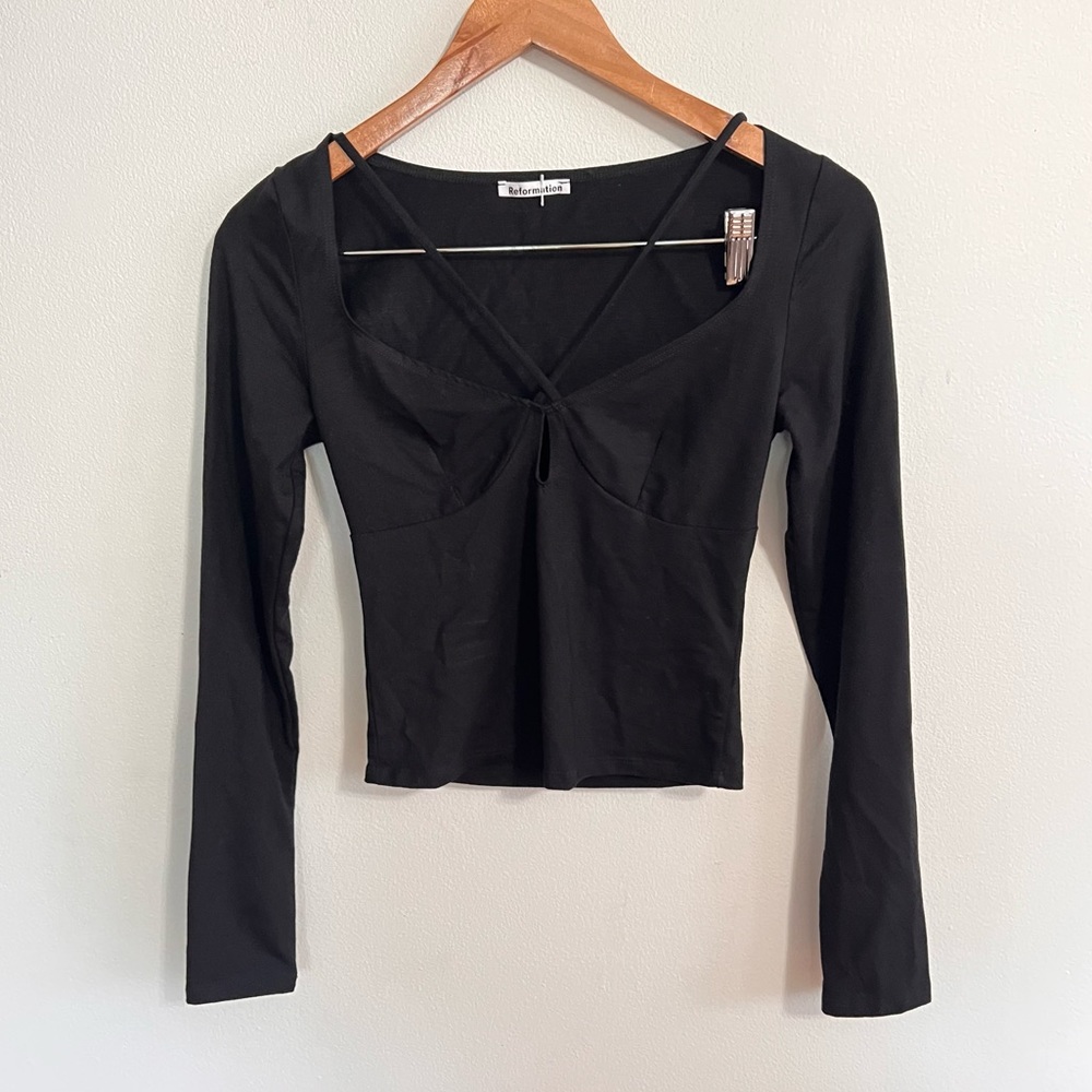 Reformation Sybil Crossover Strap Long Sleeve Top - Picture 2 of 7